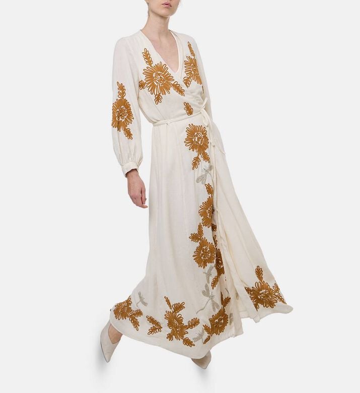 Forte-Forte Embroidered Wrap Maxi Dress, Model View Forte-Forte Embroidered Wrap Maxi Dress, Model View