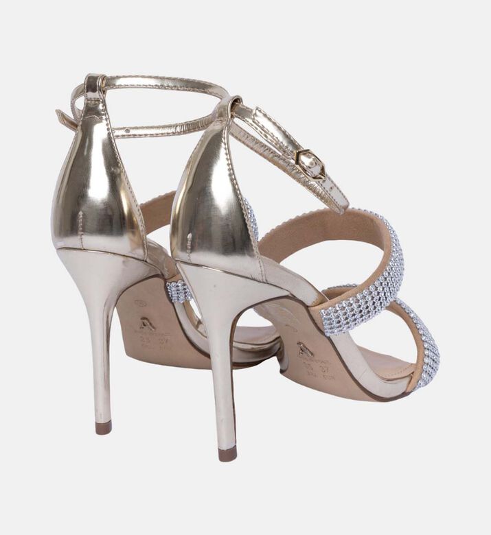 Rhinestone Strap Leather Sandals