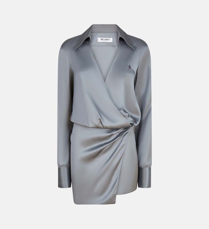 Satin Long-sleeve Mini Dress Satin Long-sleeve Mini Dress