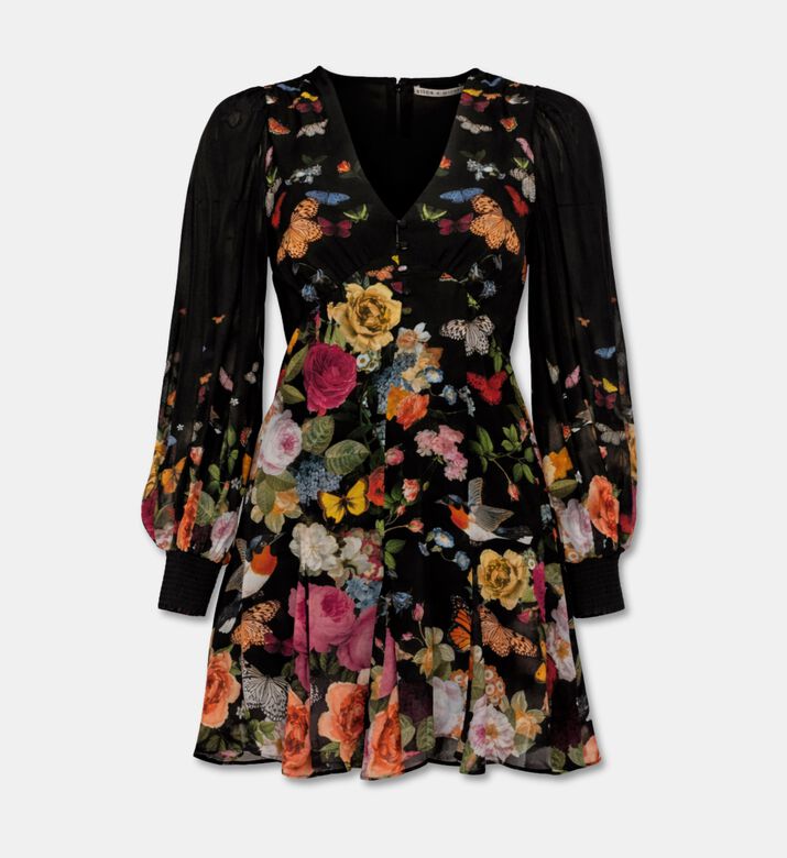 Alice and Olivia All-over Floral-print V-neck Dress, Packshot View