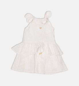 فستان مزين بكشكشة متدرجة ورباط أمامي