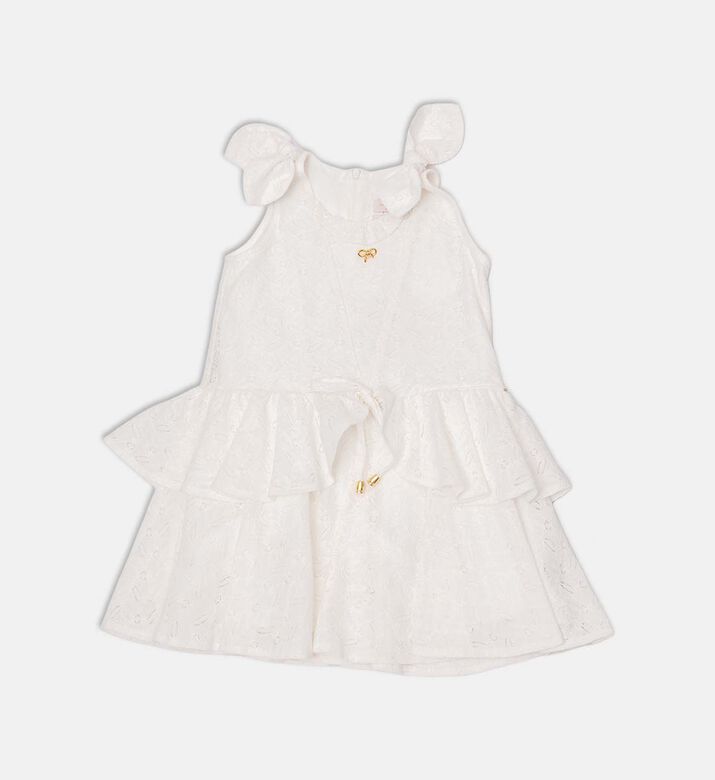 Embellished Tiered Ruffled Waist Tie-front Dress
