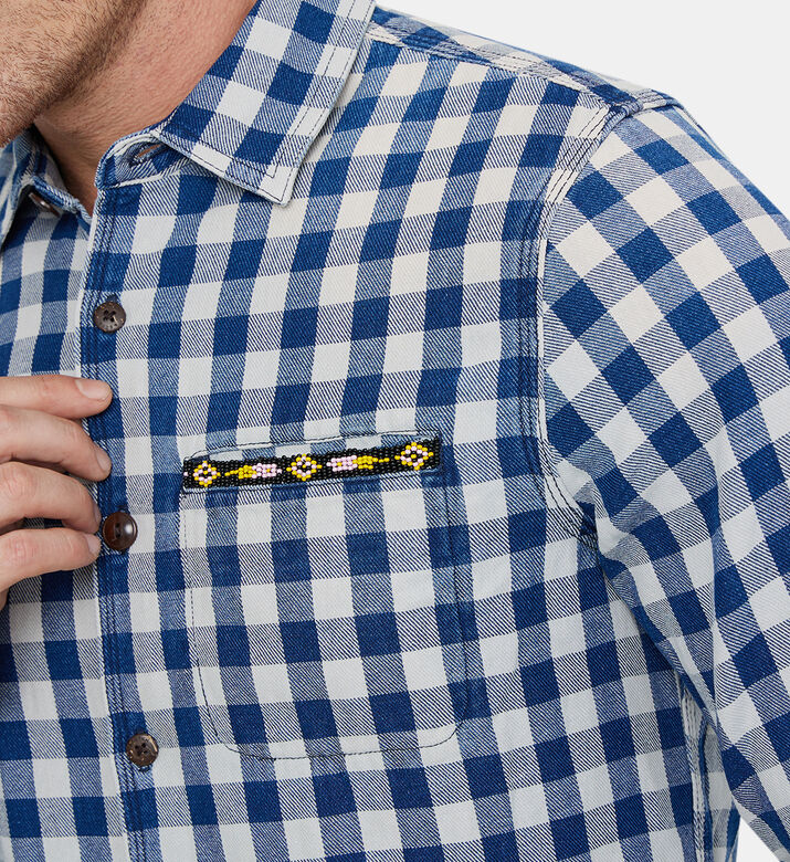Checked Beaded-pocket Shirt