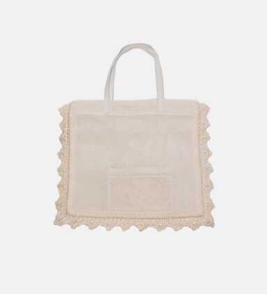 Crochet-details Top Handle Tote Bag
