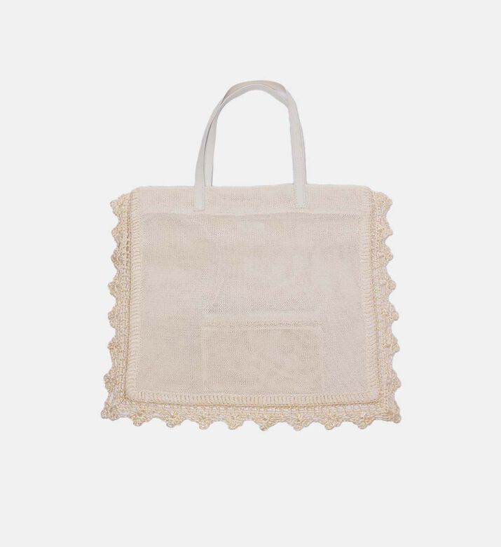 Crochet-details Top Handle Tote Bag