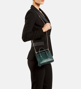 حقيبة يد نانو بمقبض علوي بنقش تمساح