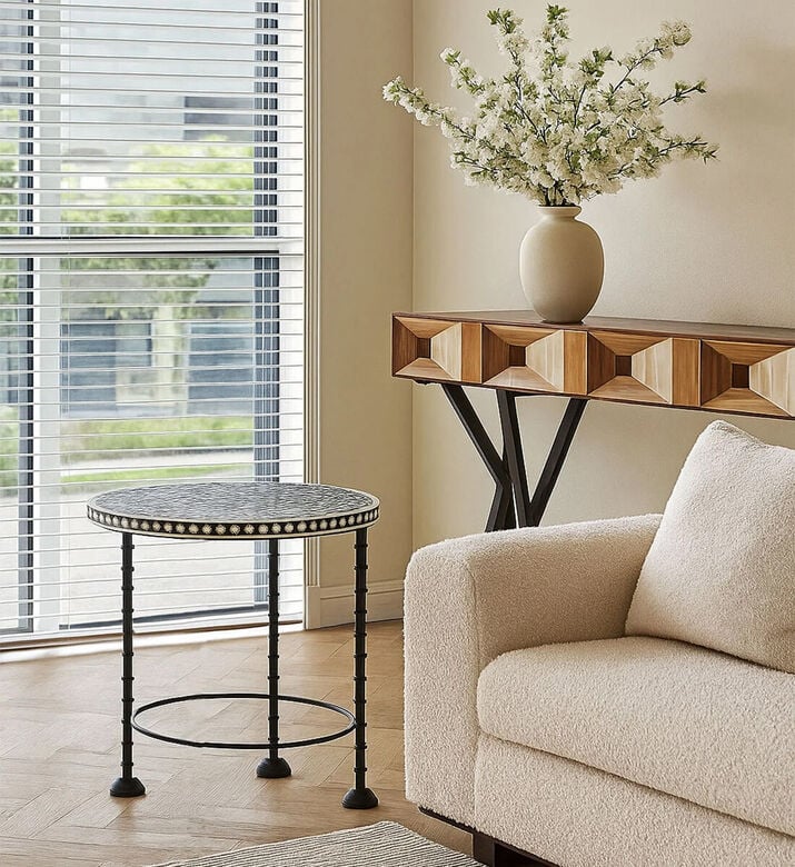 Home Deco and More Chess Iron Side Table, Packshot View Home Deco and More Chess Iron Side Table, Packshot View