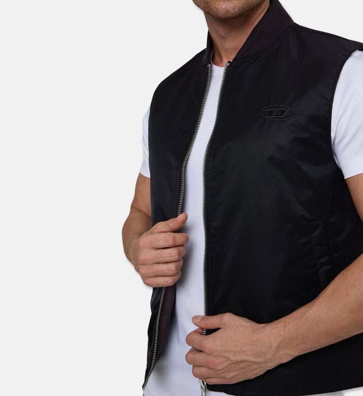 Diesel Side Pockets Ribbed Bomber Vest, Model View
