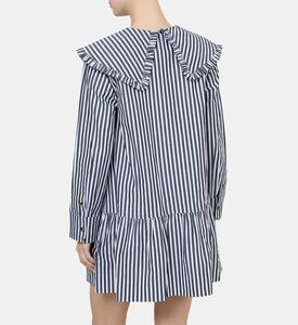 فستان بنمط قميص قطني مخطط قصير