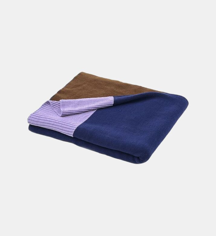 Suite702 Merino Wool Colorblock Knitted Throw, Brown, Packshot View