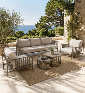 Home Deco and More Strap-detail Aluminum Outdoor Lounge Set, Packshot View