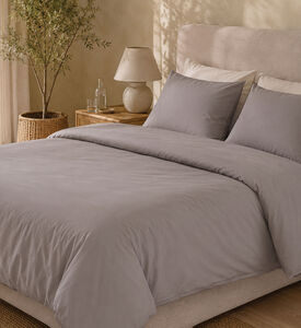 Home Deco and More Lauren Plain Cotton Satin Bed Set, Grey, 200x200-cm, Packshot View