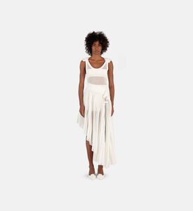 تنورة متوسطة الطول بخصر مائل وشبكة