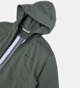 Cotton Contrasted Hem Logo Zipped Sweatshirt