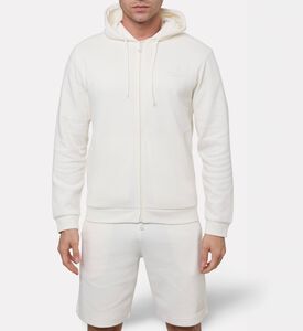 EA7 Hooded Zip-up Sweatshirt, Cream, L, Model View
