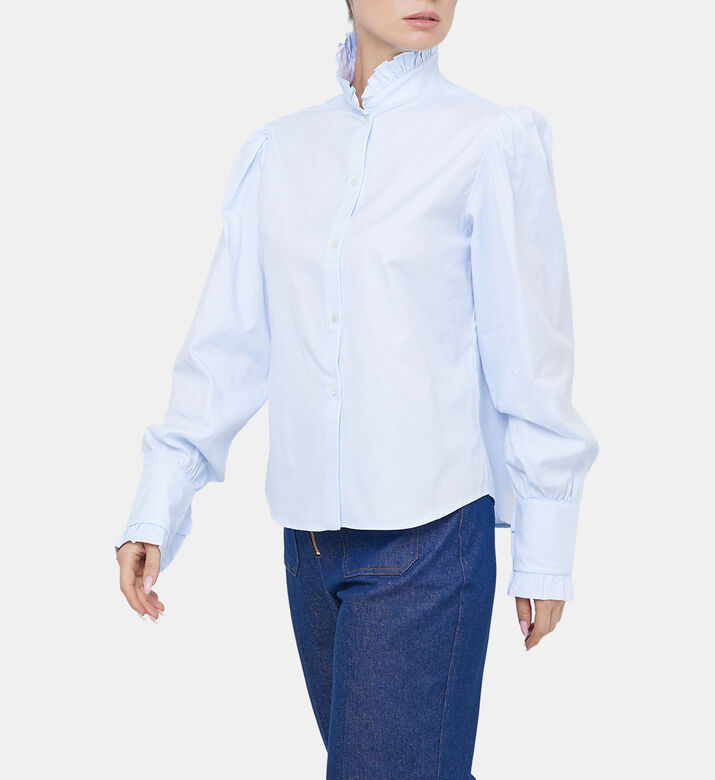 قميص باريستا بأصفاد مكشكشة من القطن