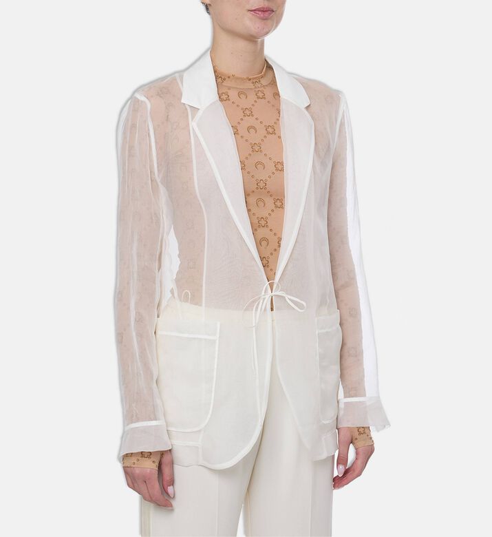 Forte-Forte Silk Organza Blazer-style Jacket, White, S, Model View