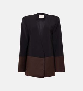 بليزر طويل الأكمام بتصميم ثنائي اللون