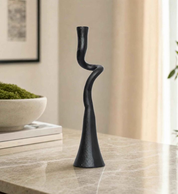 Home Deco and More Curved Single Taper Candle Holder, Model View