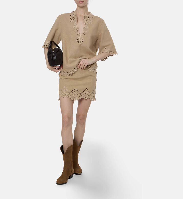 Isabel Marant Eyelet Embroidered Boxy Top, Model View