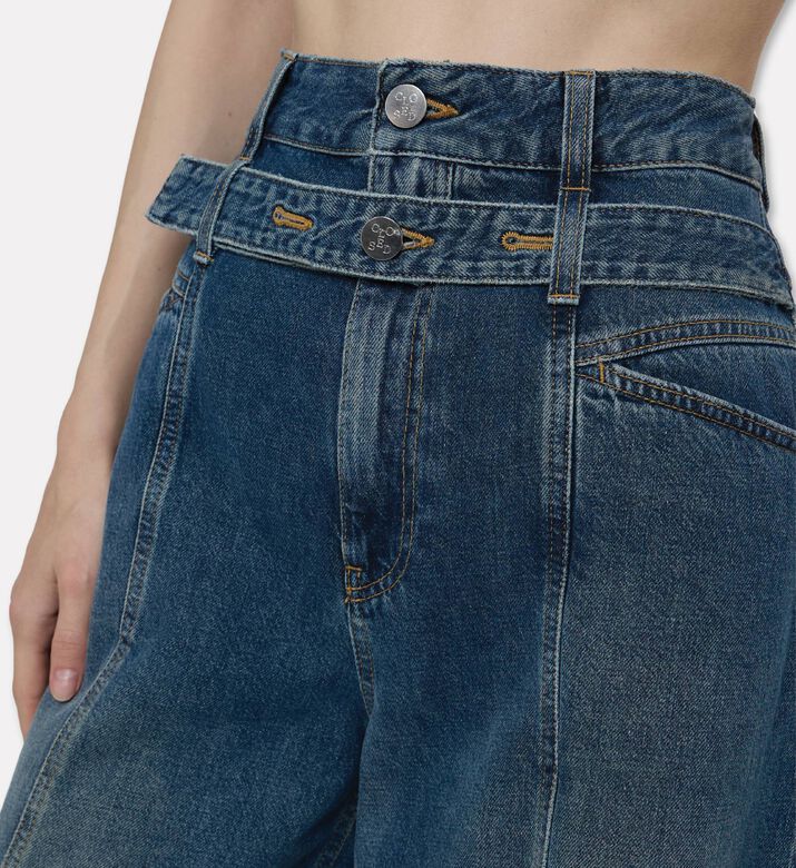 Closed Double-waistband Wide-leg Jeans, Dark-blue, 27, Model View