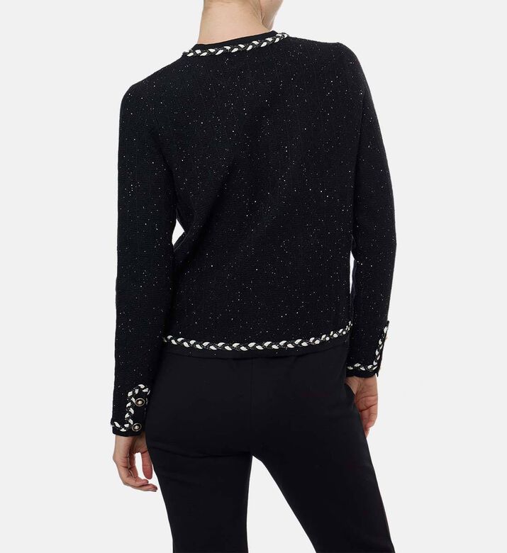 Weill Tweed Braid-detail Round Neck Cardigan, Model View