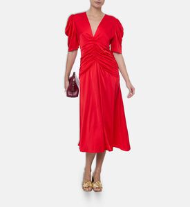 Farm Rio Pleated Short-sleeve Midi Dress, Model View