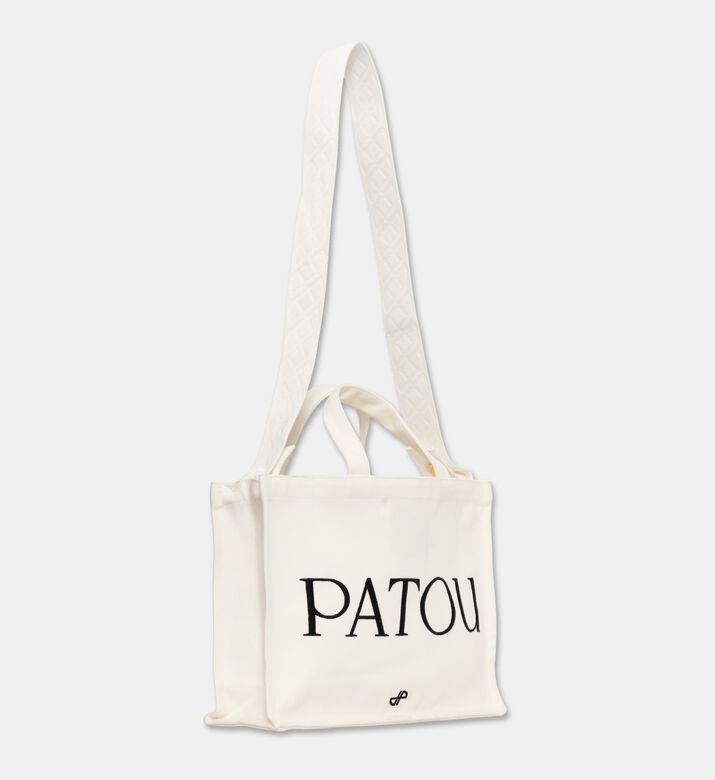 Patou Logo-print Rectangular Tote Bag, White, Packshot View