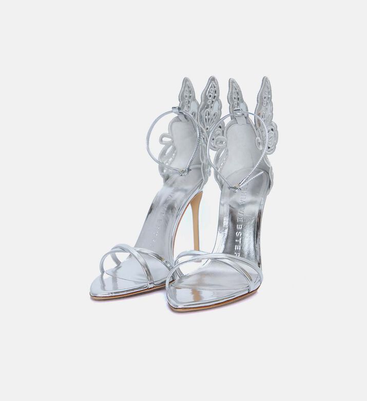 Sophia Webster Chiara Mirror Leather High Heel Sandals, Silver, 41, Packshot View