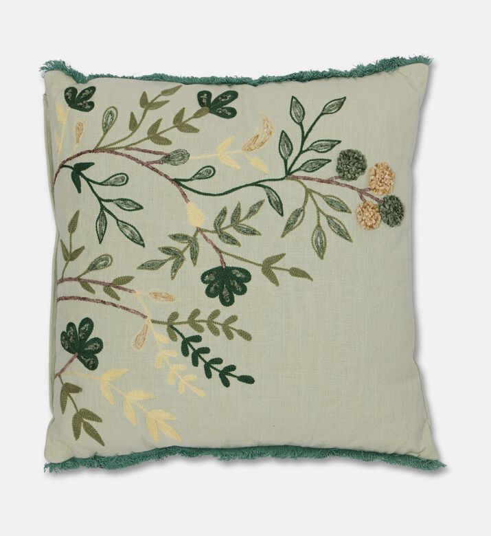 Home Deco and More Sage Embroidered Filled Cushion, Packshot View