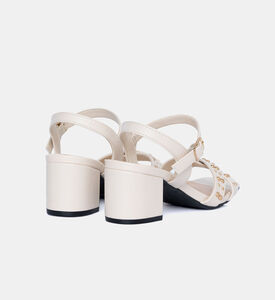 Leather Studded Heeled Sandals