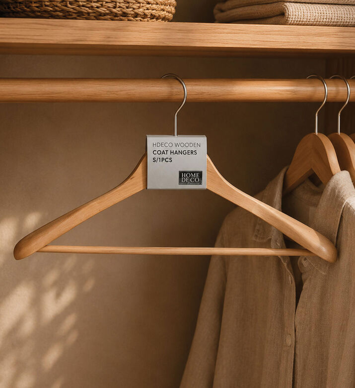 Home Deco and More Wooden Coat Hanger, Packshot View