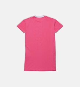 فستان بأكمام قصيرة بطبعة شعار أمامي