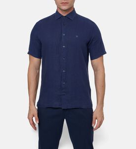 Hackett London Logo-embroidery Short-sleeve Shirt, Navy, S, Model View
