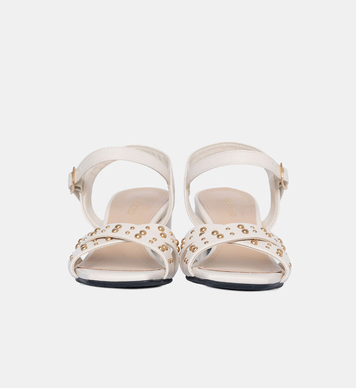 Leather Studded Heeled Sandals