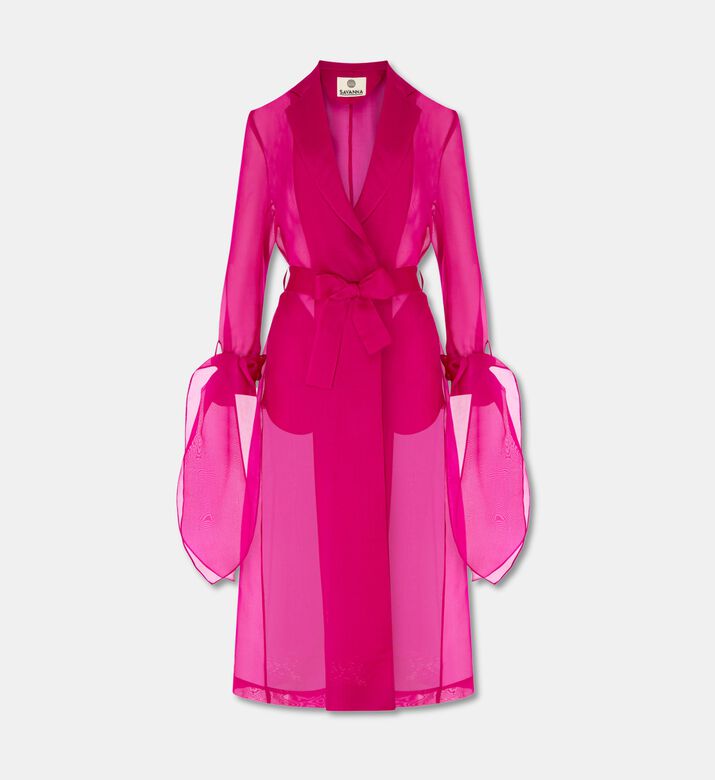 Savanna Silk Organza Summer Coat, Fuchsia, S-m, Packshot View