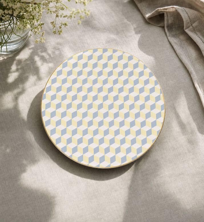 Baci Milano Firenze Square Dessert Plate, Blue, Model View