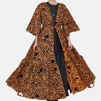 Abstract-print V-neck Flared Midi Dress