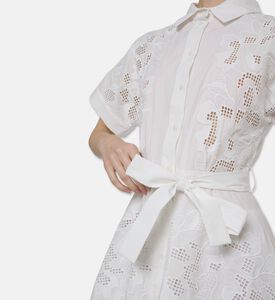 Beatrice B Embroidered Short-sleeve Midi Dress, Model View