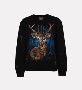 Angelina Geometric Deer Portrait Sweatshirt, Packshot View