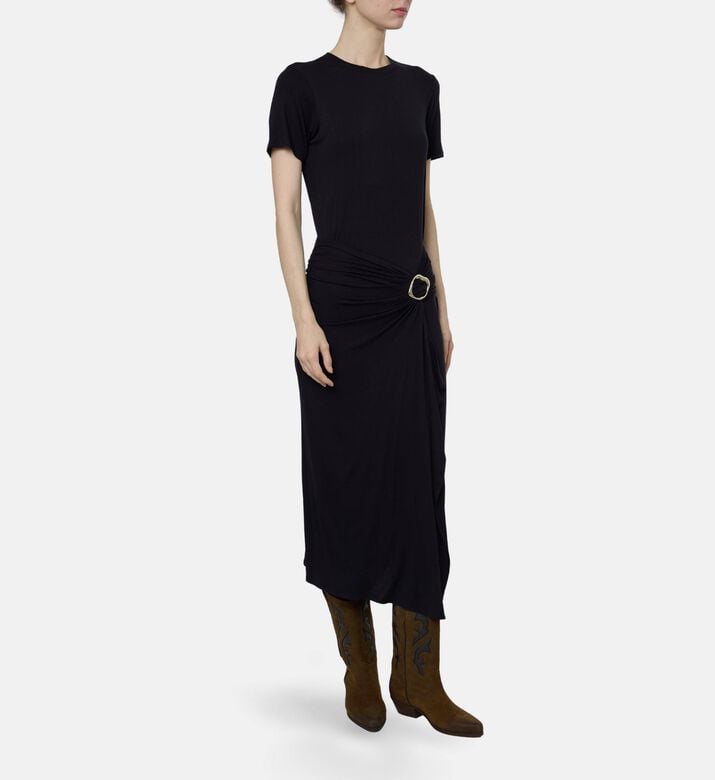 Ba and Sh Draped Buckle Midi Dress, Model View