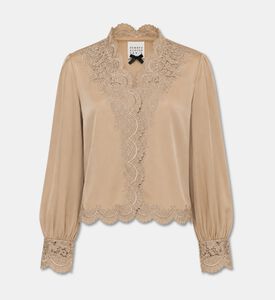 Edward Achour Paris Lace Silk Scalloped Blouse, Packshot View