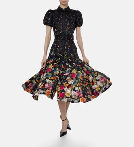 Alice and Olivia Henrietta Cotton Sateen Midi Dress, Model View