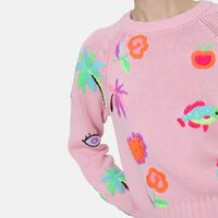 Knit Embroidered Motifs Sweater