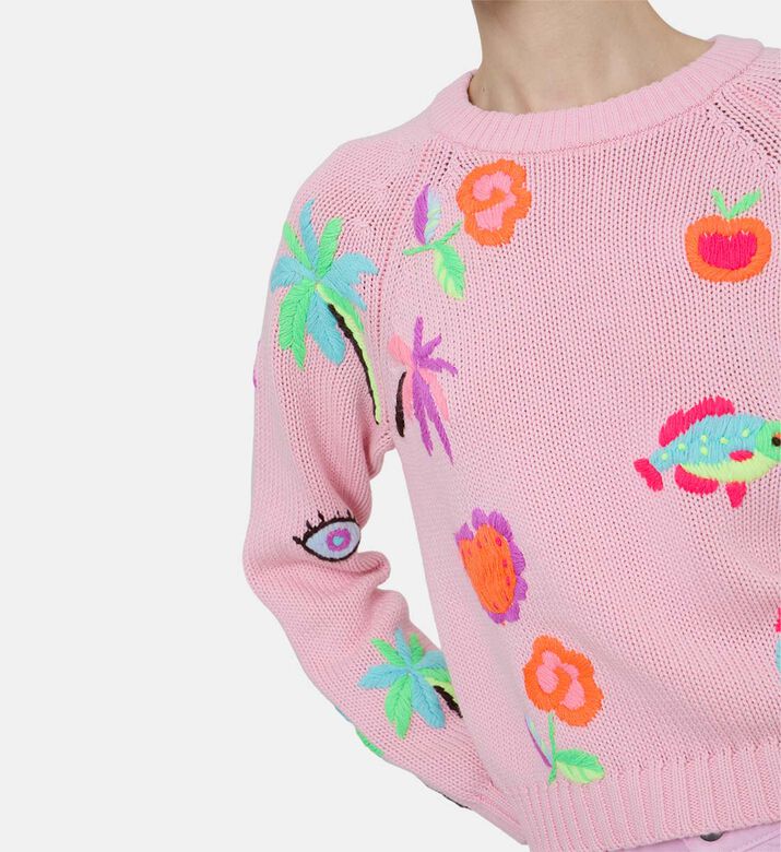 Knit Embroidered Motifs Sweater Knit Embroidered Motifs Sweater