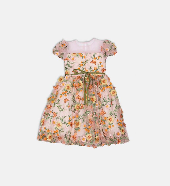 Floral Embroidered Tulle Party Dress