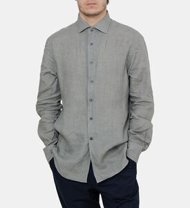 قميص كلاسيكي كتان بقصة كلاسيكية بأزرار