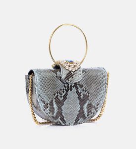حقيبة جلد ثعبان مزينة بكريستال