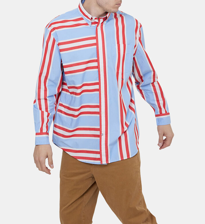 قميص بخطوط مختلطة بقصة عادية