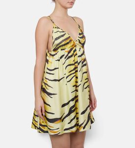 Nanushka Ceil Tiger Twill Silk Dress, Model View